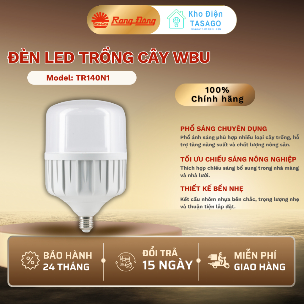 🌱 Đèn LED Trồng Cây Rạng Đông 50W WBU - Phổ Sáng Chuyên Dụng Hỗ Trợ Cây Phát Triển Hiệu Quả (Model: 