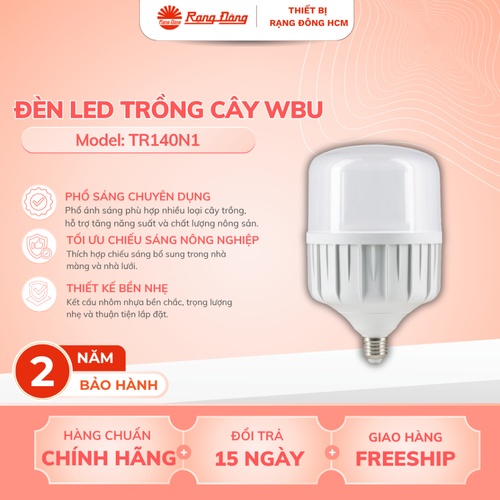 Đèn LED Trồng Cây Rạng Đông 50W WBU - Phổ Sáng Chuyên Dụng Hỗ Trợ Cây Phát Triển Hiệu Quả (Model: TR