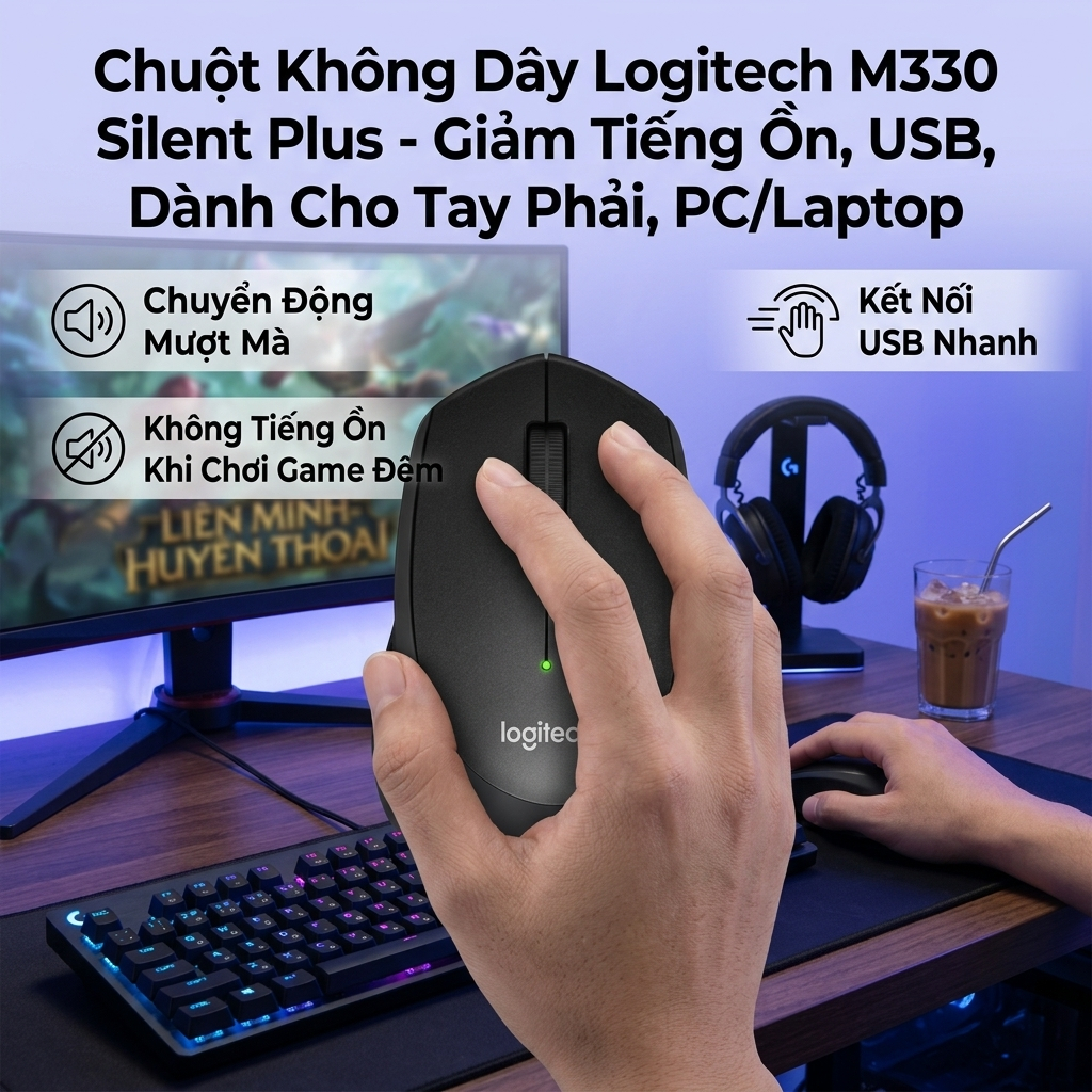 Chuột Logitech M330 Silent Plus – Chuột Silent Dùng Học Tập Và Làm Việc