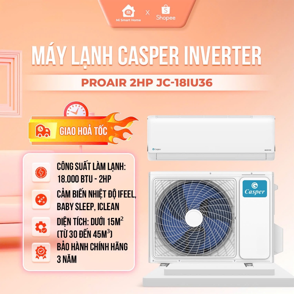 Máy lạnh, Điều hoà Casper Inverter ProAir JC-09IU36/ JC-12IU36/ JC-18IU36 - Bảo hành chính hãng 3 nă