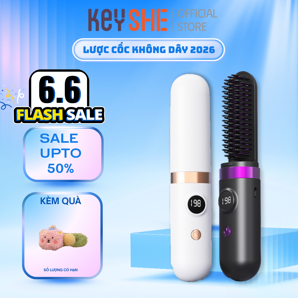Lược duỗi tóc không dây KeyShe X911 Pro – Sạc nhanh 5V2A, giữ tóc mềm và khỏe chính hãng