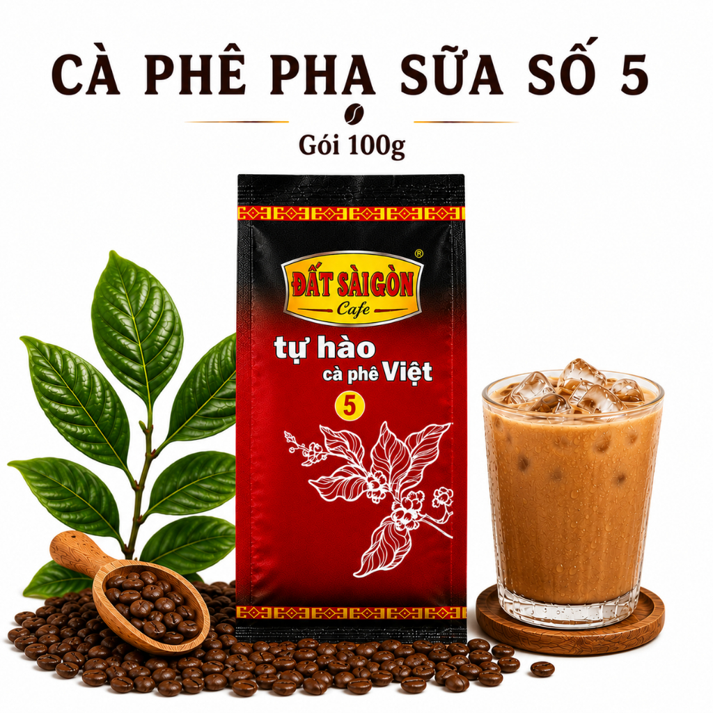 Cà Phê Pha Sữa Số 5 - Đất Sài Gòn Cafe - Gói 100g