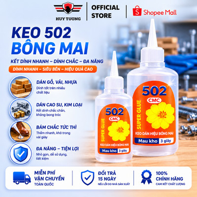 Keo dán sắt 502 bông mai chuyên dụng dán gỗ, sắt đa năng - HUY TUONG