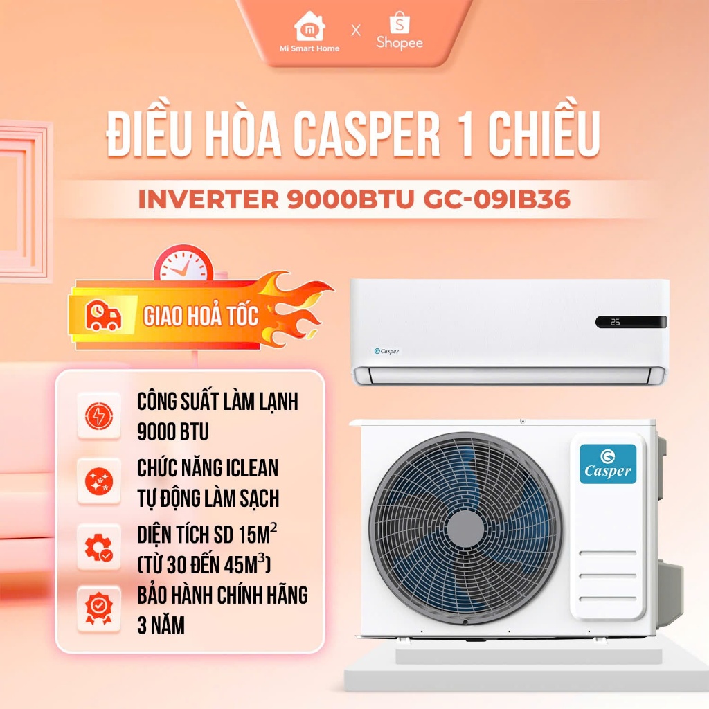 Điều hoà/Máy lạnh Casper G Series ProAir - Inverter GC-09IB36 (9.000 BTU) và GC-12IB36 (12.000 BTU),