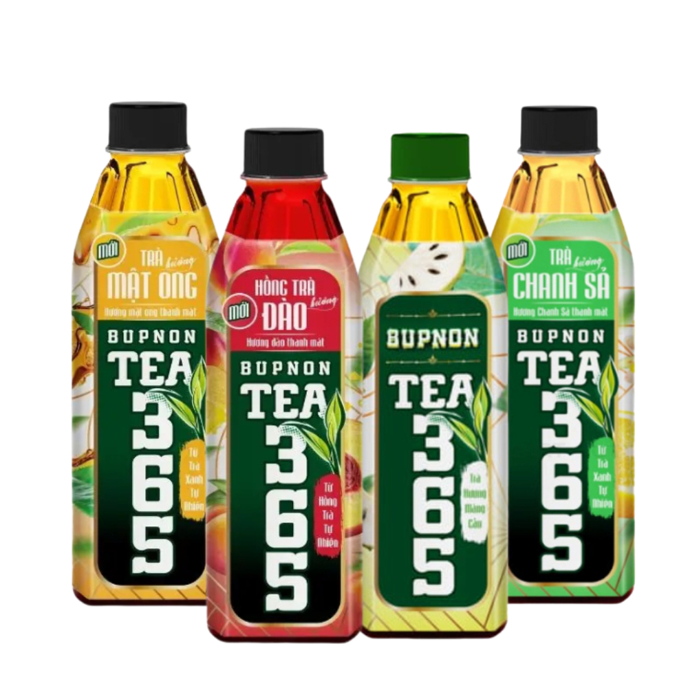 Thùng 24 chai Bupnon Tea 365 hương đào/mật ong/chanh sả/mãng cầu 500ml