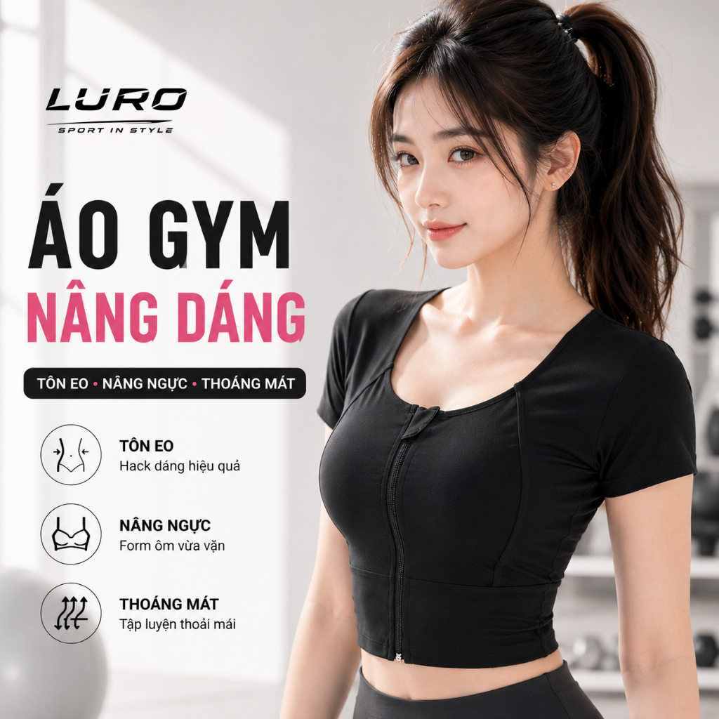 AC61 — Áo Croptop Thể Thao Khóa Kéo 2