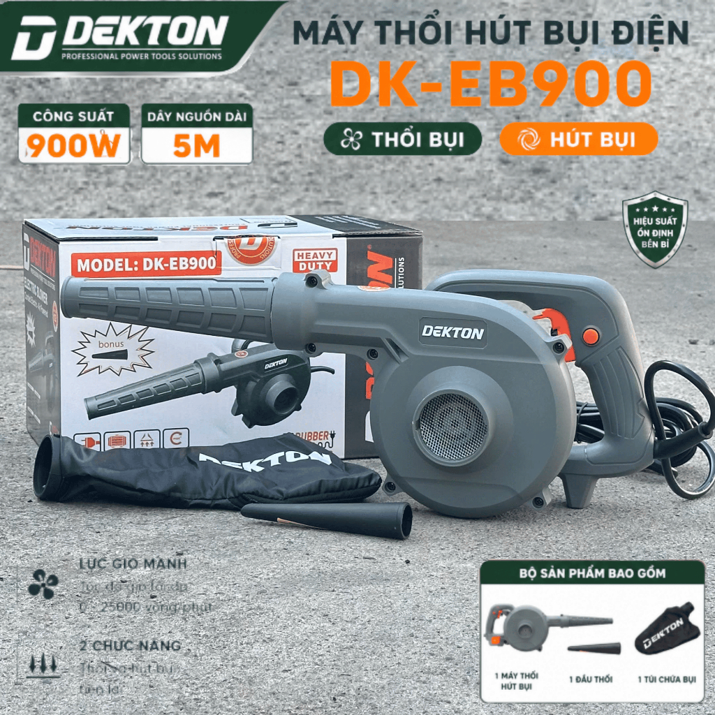 Máy Thổi Bụi Điện DEKTON - DK-EB900 Công Suất 900W Có Hút Bụi Chỉnh Tốc Độ Chuẩn Đồng Bảo Hành 6 Thá