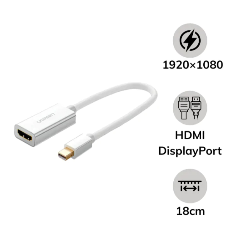 Cáp chuyển đổi Mini DisplayPort đực sang HDMI cái hỗ trợ 1080P dài 18cm Ugreen MD112 - 10460