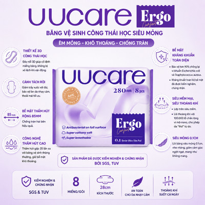 (quà tặng ko bán) BVS UUcare Ergo 28cm 8 miếng