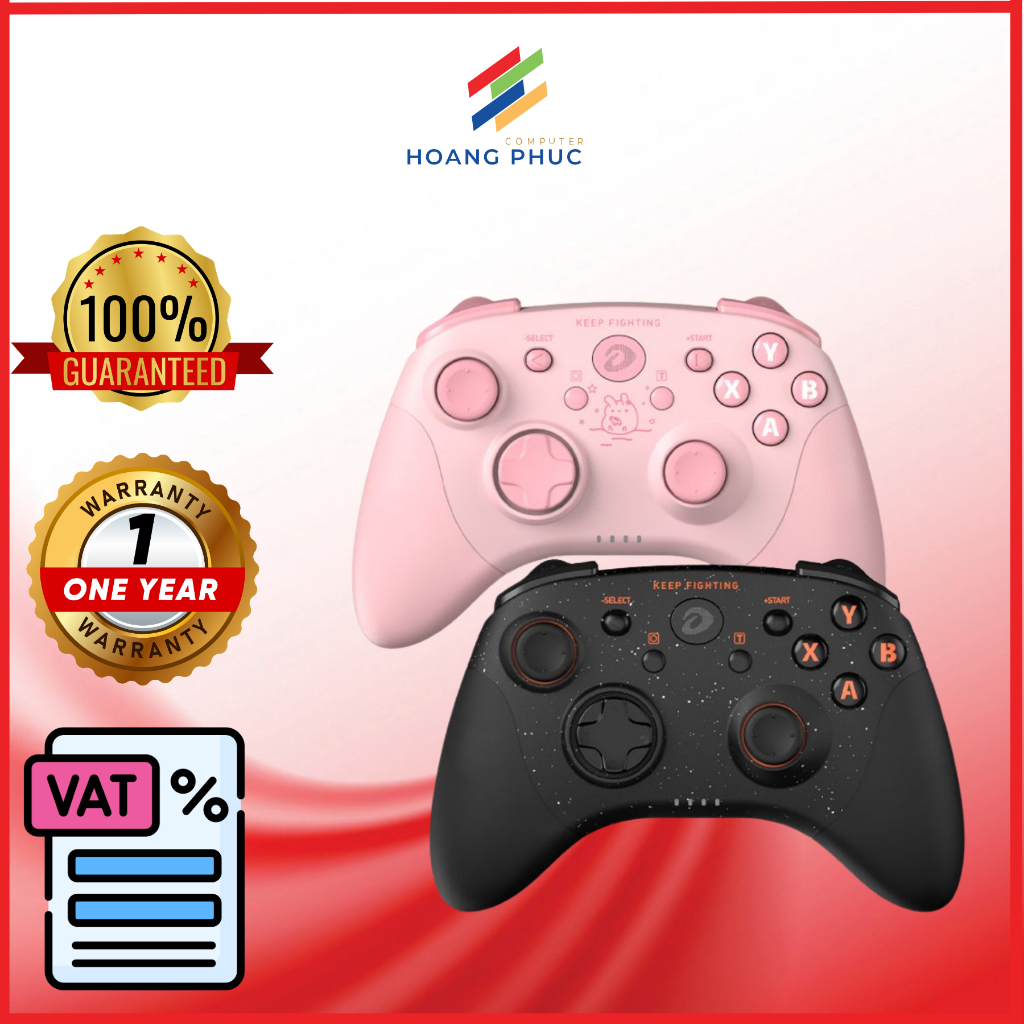 TAY GAME DareU - H101X (ĐEN - HỒNG) - Hàng chính hãng bảo hành 1 năm