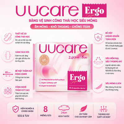 (quà tặng ko bán) BVS UUcare Ergo 24cm 8 miếng