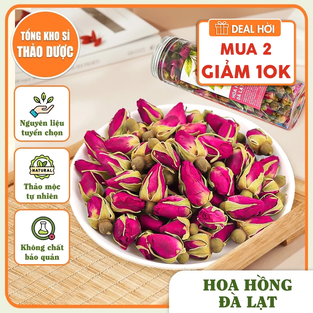 Hoa hồng Đà Lạt sấy lạnh 100g, nụ hoa hồng, nụ hồng nguyên nụ, dùng pha trà, decor, trang trí