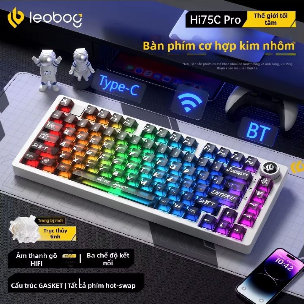 Bàn Phím Cơ Vỏ Nhôm CNC LEOBOG Hi75C PRO, Gasket Mount, 3 Chế Độ, Hotswap
