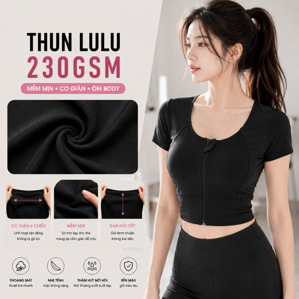 AC61 — Áo Croptop Thể Thao Khóa Kéo 6