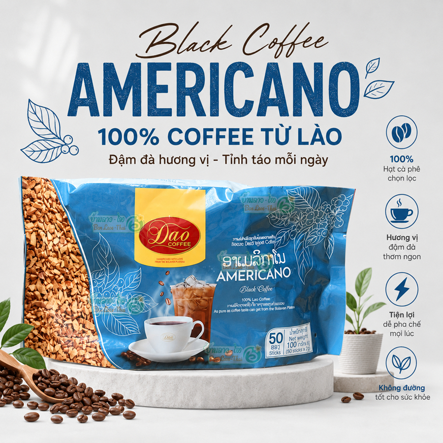 Cà Phê Hòa Tan - Dao Instant Coffee – Cà Phê Đen Không Đường Đậm Vị