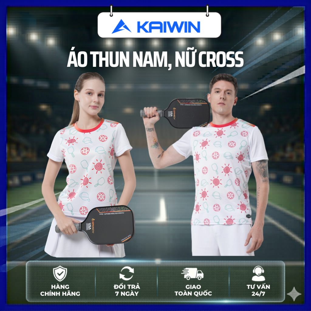 Áo Thun Pickleball Nam, Nữ KAIWIN CROSS – Co Giãn 4 Chiều, Thấm Hút Mồ Hôi - Pickleball Kaiwin Chính