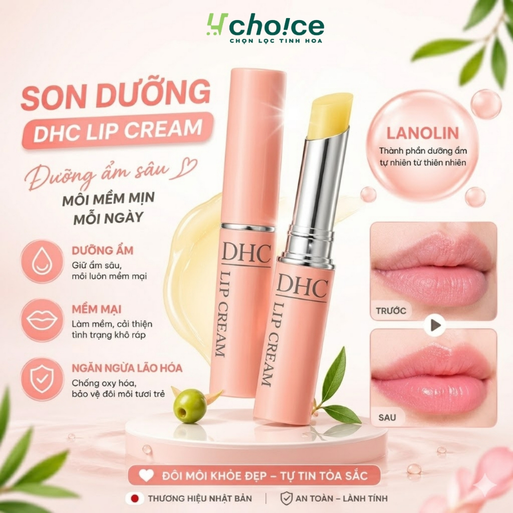 Son dưỡng môi DHC Lip Cream 1,5gr cấp ẩm môi, làm mềm môi, hạn chế môi nứt nẻ