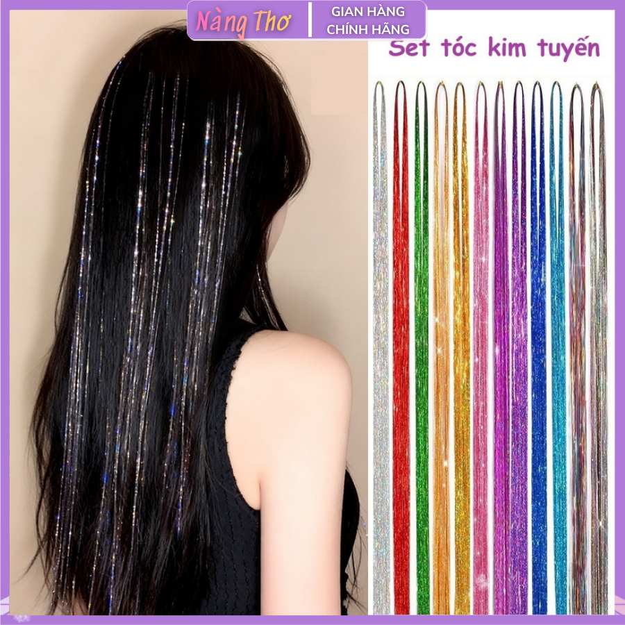 Tóc kim tuyến trang trí cho tóc, Set 120 sợi kim tuyến nối tóc trang trí cho tóc