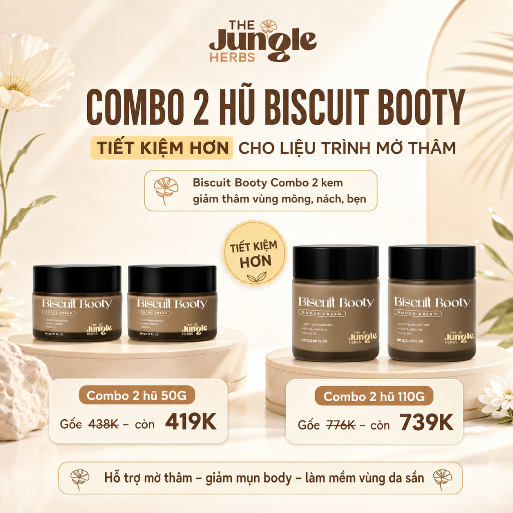 [Combo 2 kem tiết kiệm] Kem giảm thâm vùng mông, nách, bẹn Biscuit Booty- The Jungle Herbs