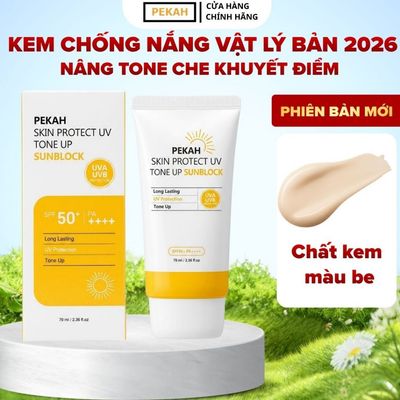 Kem chống nắng vật lý PEKAH Hàn Quốc bảo vệ khỏi tia UV nâng tone Skin Protect UV Tone Up SunBlock SPF 50+ PA++++ 70ml