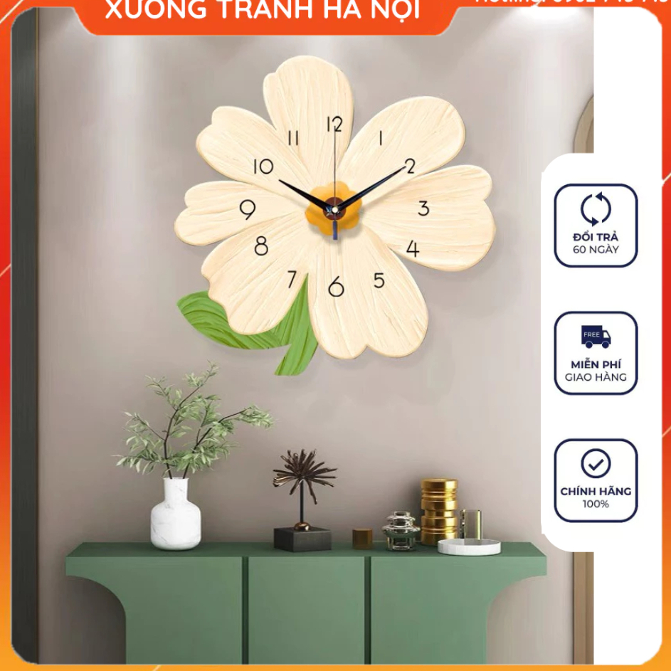 Đồng hồ bông hoa treo tường/đồng hồ decor phòng khách/ Đồng hồ đèn led treo tường / Decor đẹp  XƯỞNG