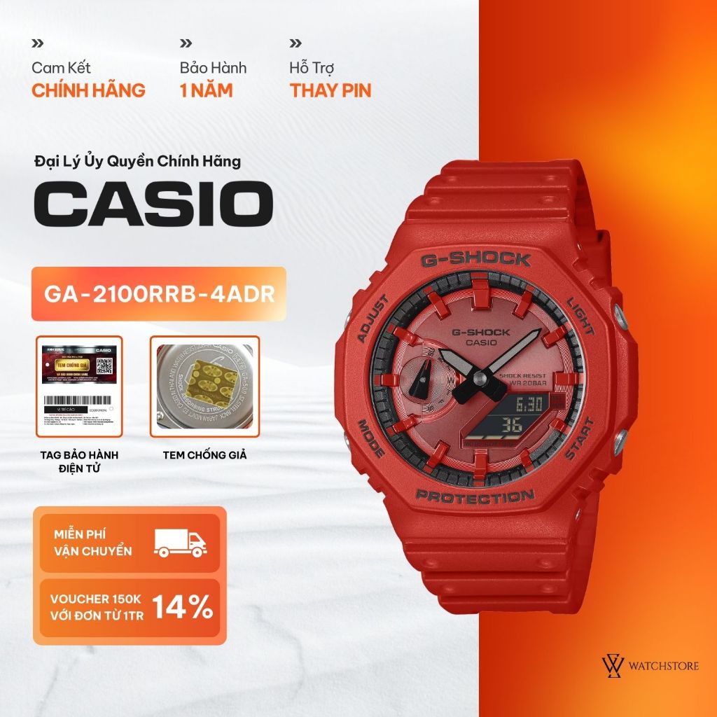 Đồng Hồ CASIO G-SHOCK GA-2100RRB-4ADR Kính Khoáng Size 45.4mm Dây Vỏ Nhựa Chính Hãng