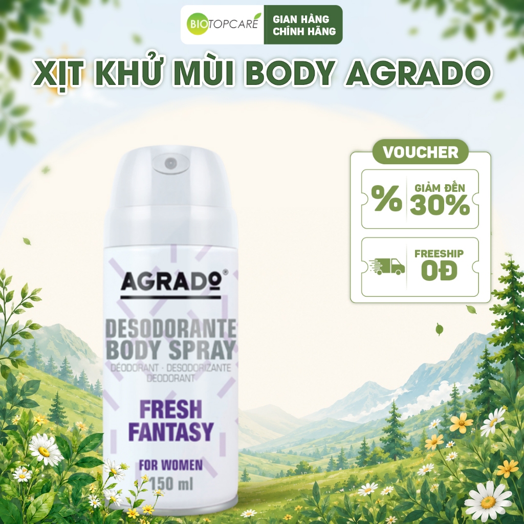 Xịt khử mùi body Agrado hương nước hoa Fresh Fantasy 150ml
