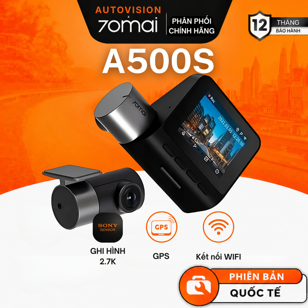 Camera hành trình 70mai  A500S Pro Plus+ [Tặng Dụng Cụ Đi Dây] - Quốc Tế - Chính Hãng - Bảo hành 12 