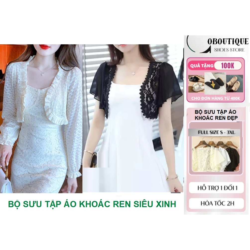 [ LOẠI 1 VẢI MỀM MỊN MÁT ] Áo khoác ren tà ngắn khăng choàng ren áo khoác lửng bên ngoài đi làm dự t