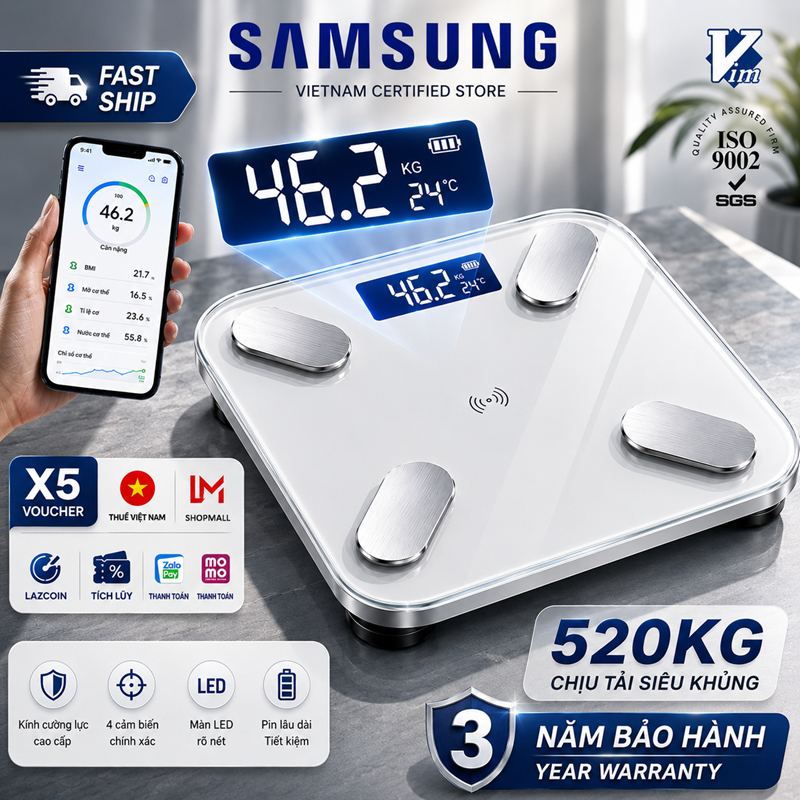 Bảo hành 3 năm miễn phí / Cân Điện Tử Sức Khỏe BMI thuật toán 0 Lỗi Đo 4 điện cực Weight scale