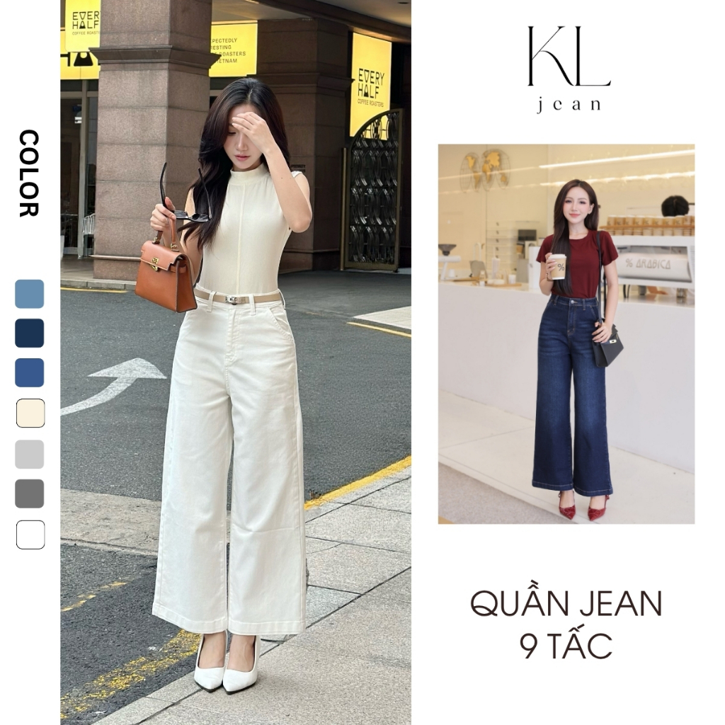 Quần jean nữ 9 tấc KL JEAN, quần jean dài 90cm, jean nữ nấm lùn chất co giãn, trẻ trung | QJN004