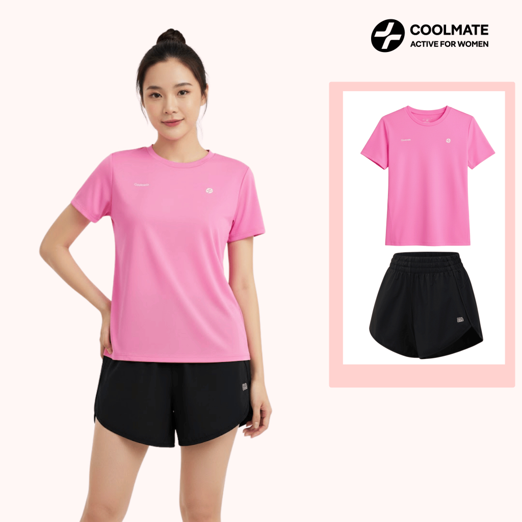 Set đồ bộ thể thao nữ Allday Star Áo Coolmate Basic & Quần 1 lớp Woven dễ dàng vận động - Coolmate A