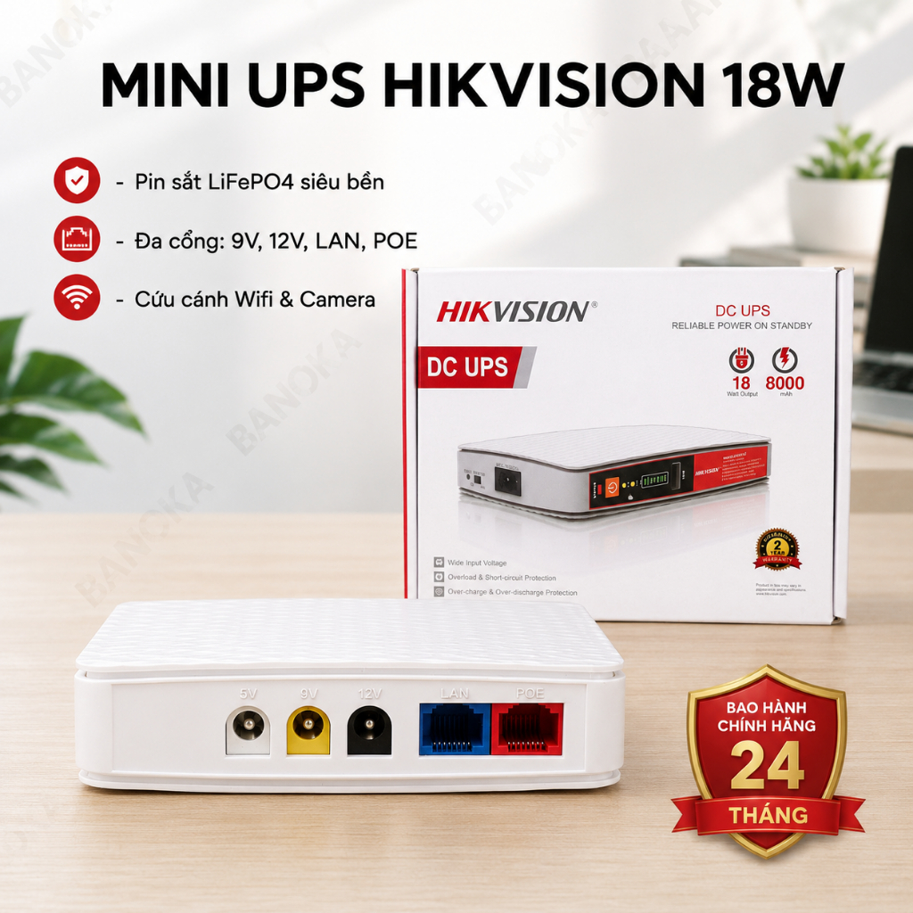 Bộ Lưu Điện Mini UPS Hikvision 18W DS-UPS18D-Z - Thiết Bị Lưu Điện Cho Wifi Camera Chính Hãng