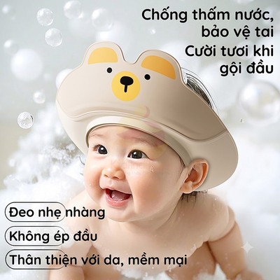 Mũ Gội Đầu Chắn Nước Bảo Vệ Tai Cho Bé 0 - 6 Tuổi,Điều Chỉnh Theo Vòng Đầu Của Bé KidAndMom