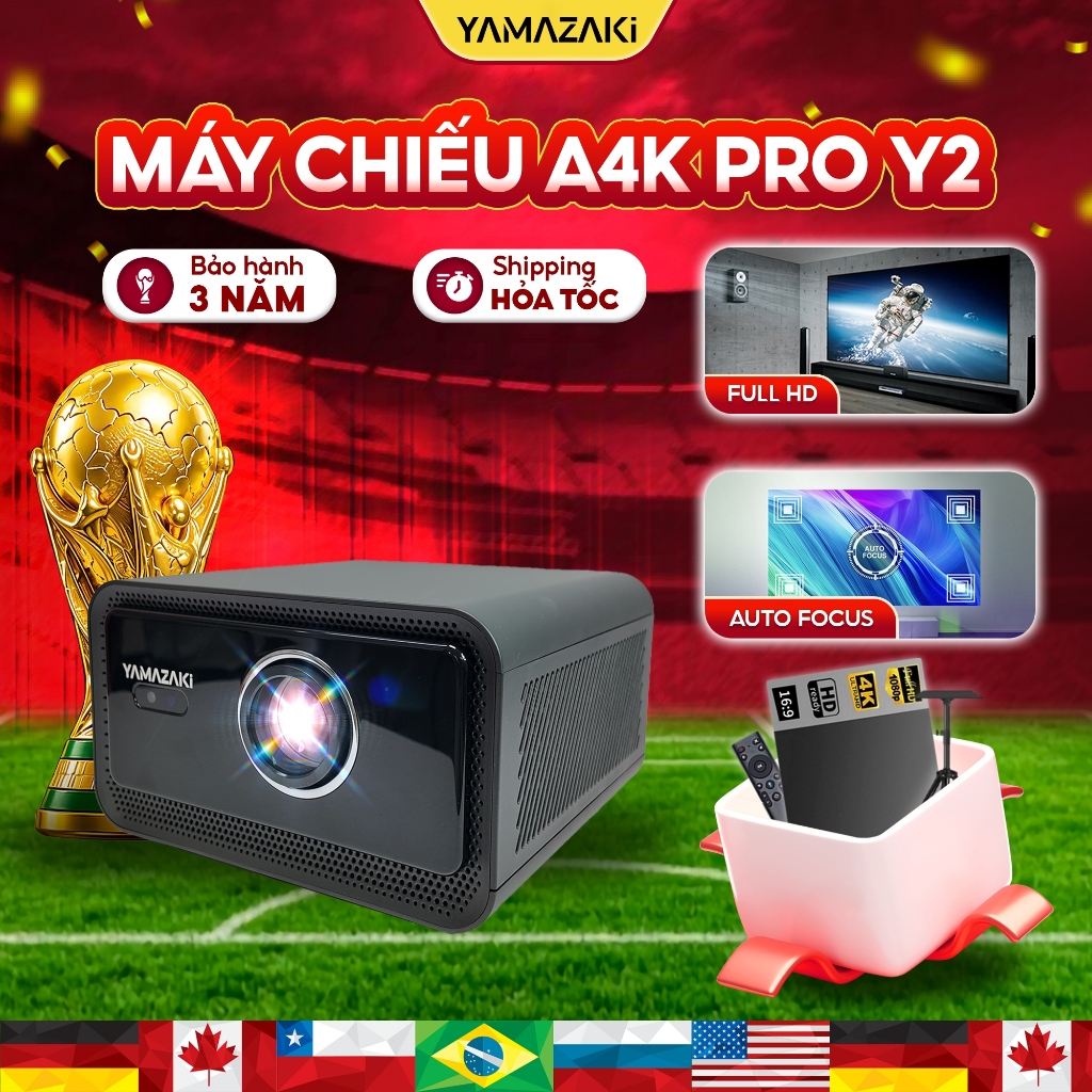 Máy chiếu mini Yamazaki A4K cao cấp độ phân giải FULL HD độ sáng 1200 ansi độ nét cực kì cao