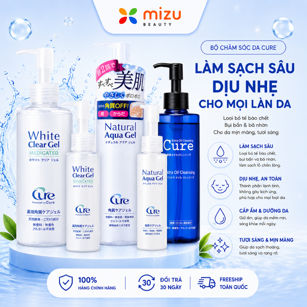 Gel Tẩy Tế Bào Chết Cho Da Nhạy Cảm Cure Natural Aqua Gel 250g