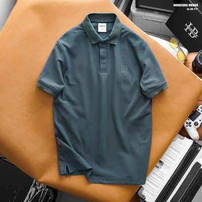 Áo polo nam HEBOZ giấu cúc logo 5M, áo thun cổ bẻ form slim fit - 00003201