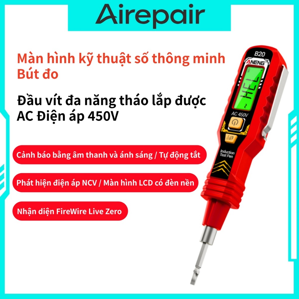 Airepair ANENG B20 Bút thử điện áp kỹ thuật số độ chính xác cao Thiết bị phát hiện điểm đứt mạch đa 