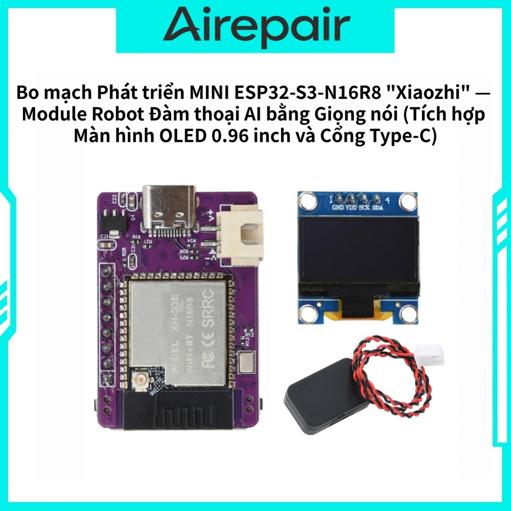 Airepair MINI ESP32 S3 N16R8 Bo mạch Phát triển Module Chatbot AI bằng giọng nói "Xiaozhi"（Thích DIY