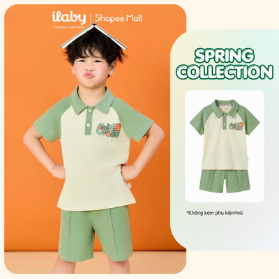 [ILABY 10-40kg] Set bộ bé trai áo polo phối màu và quần đùi basic phong cách Hàn Quốc [3523]
