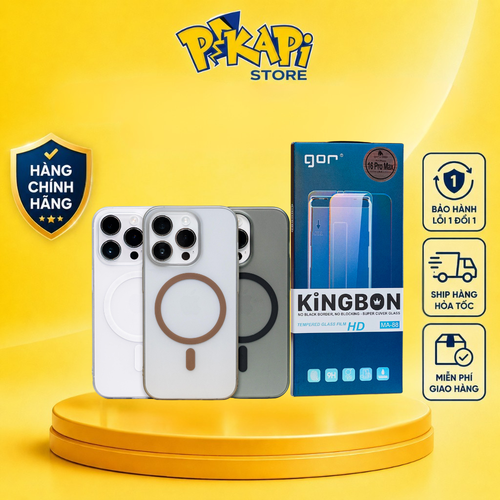 [Combo Siêu Mỏng Không Viền]  Pikapi Slim 0.5MM + Kính Cường Lực iPhone Khung Tự Dán GOR, Không Viền