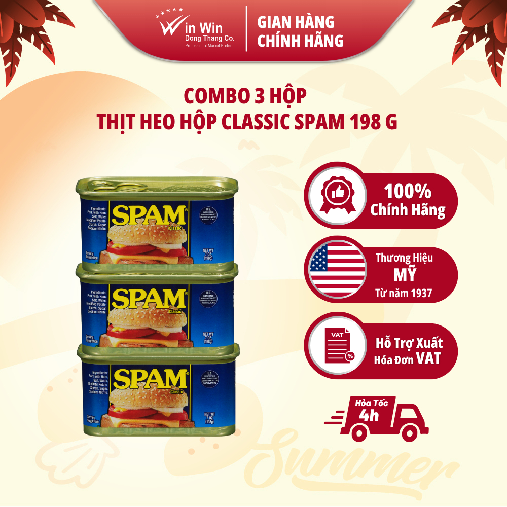 Combo 3 Hộp Thịt Heo Hộp SPAM Classic 198g - Nhập Khẩu Mỹ