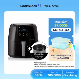 Nồi chiên không dầu lock&lock jumbo plus air fryer 5.2l màu-đen ejf357blk 8 menu sẵn, giảm chất béo, giữ ấm
