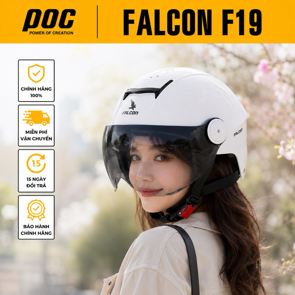 Nón Falcon Đạt Chuẩn Đi Xe Máy F19 Cao Cấp