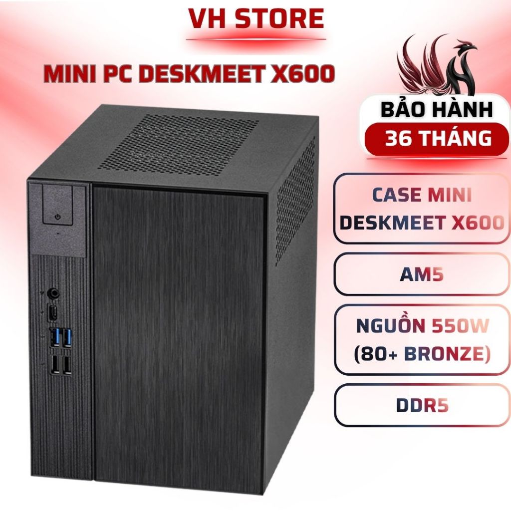 ASRock DeskMeet X600 Mini PC AM5 DDR5 Gen5 500W 8L (Case + PWR + MB ) - BẢO HÀNH 36 THÁNG - VHSTORE