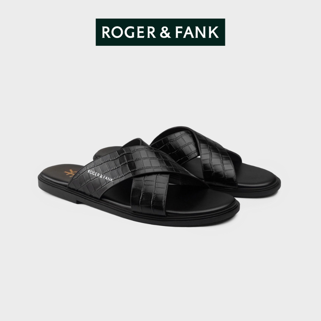Dép da nam quai chéo Thương Hiệu Roger & Fank