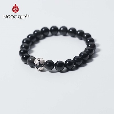Vòng tay đá Obsidian tự nhiên phối charm - Mẫu VC0741- Ngọc Quý