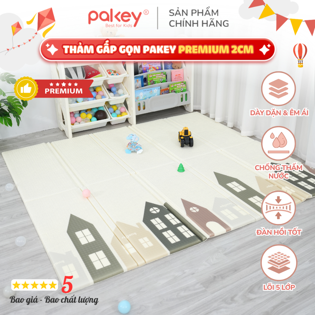 Thảm Xốp GẤP GỌN Cao Cấp XPE Premium Dày 2CM, Thảm PAKEY Họa Tiết Nhã Nhặn Phù Hợp Với Mọi Không Gia