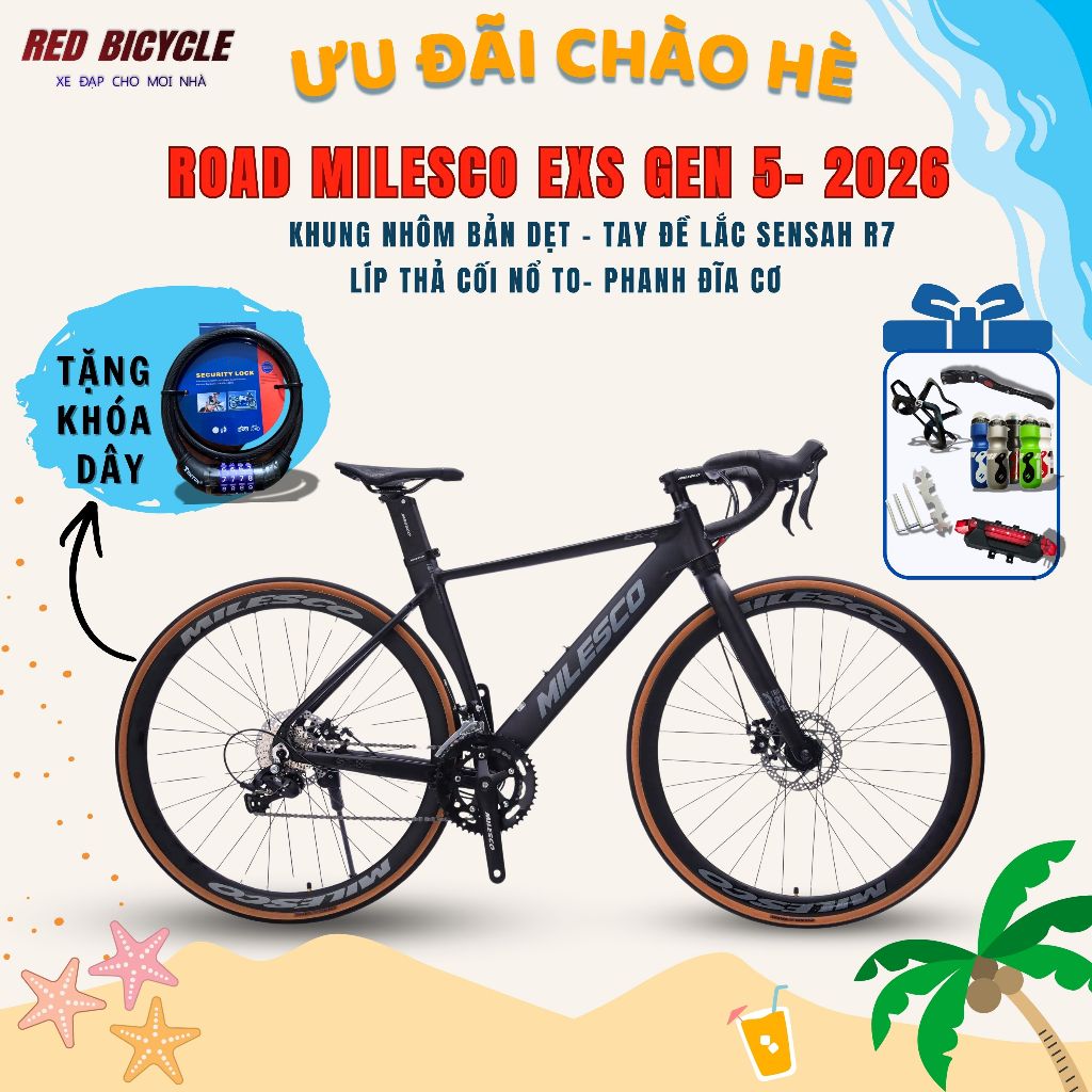 [SALE HÈ] Xe Đạp Đua Milesco EXS GEN 5 và Touring Milesco EXT GEN 2 Khung Nhôm Dẹp - Có Cối Nổ - Líp