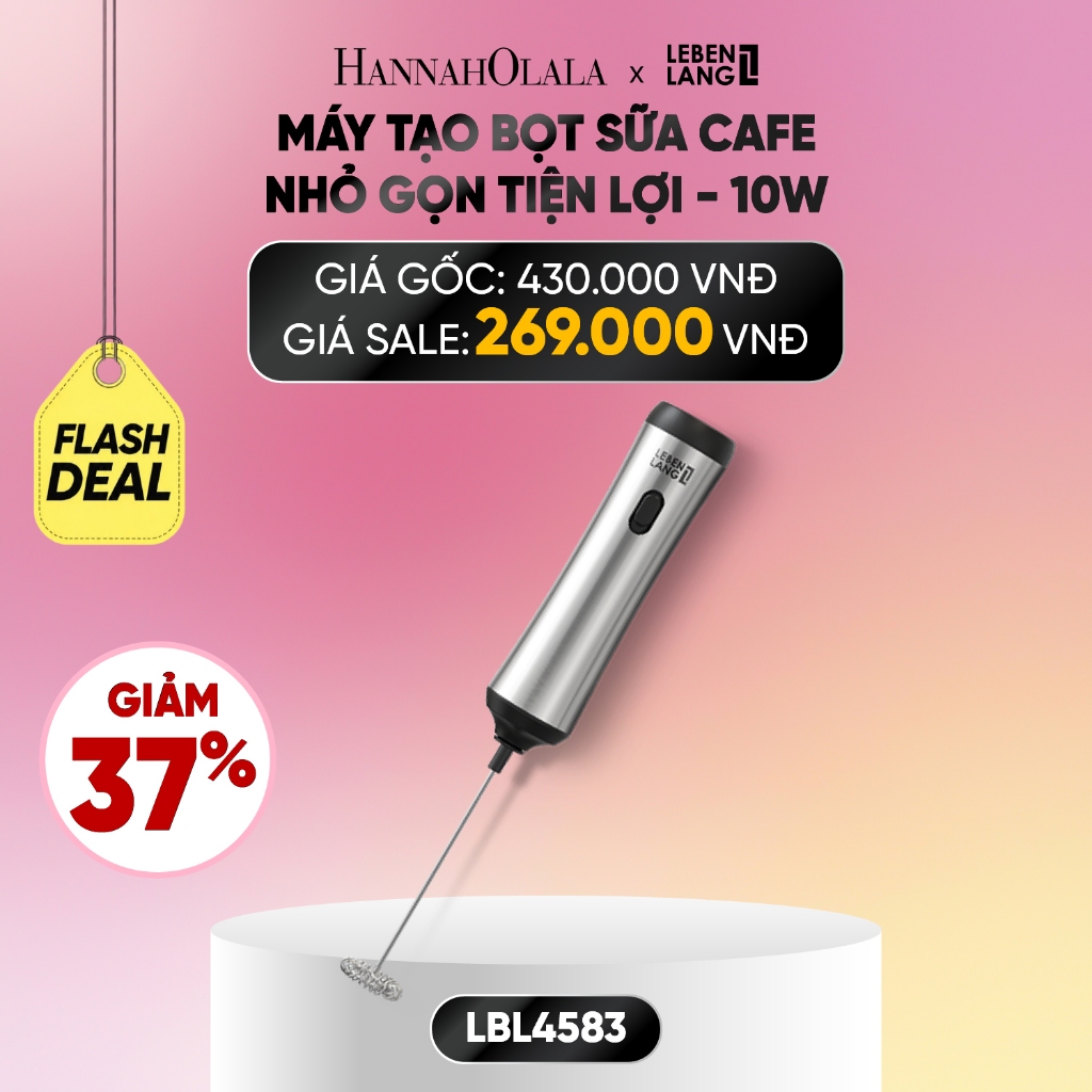 [Hannah x Lebenlang] Máy đánh bọt cafe cầm tay Lebenlang LBL4583, có giá treo,sạc điện tiện lợi, 10W